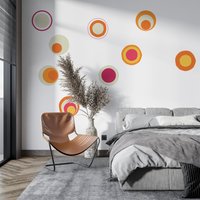Retro Kreis Wandtattoo, Abnehmbare Moderne Kunst Dekor, Abstrakte Büro Wanddekor, Junge Zimmer Bunte Aufkleber von PastelArtPrintables