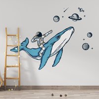 Ride A Whale To The Space Wandtattoo, Kinderzimmer Abnehmbare Removabla Peel & Stick Abziehbild, Aufkleber, Babyzimmer Wandbilder von PastelArtPrintables