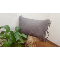 Leinen Kissenbezug Mit Band Krawatten - Natur Bio Weichiert Fliege Verschiedene Größen Grau Customized Leinen Kissenbezug Mit Band Krawatten - Natur Bio Weichiert Fliege Verschiedene Größen Grau Customized von PastelLinen