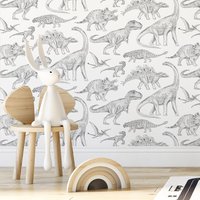 Tapete Dinosaurier/Kinderzimmer Dekor Mit Dinosauriern - Sample von Pastelowelove
