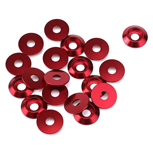 Pastlla 20 Stück M4 13 mm x 3 mm Aluminium rot eloxiert Senkkopfschrauben Unterlegscheiben Kegelkopf Schraube Dichtung konisch Senkkopf Kotflügel Unterlegscheiben von Pastlla