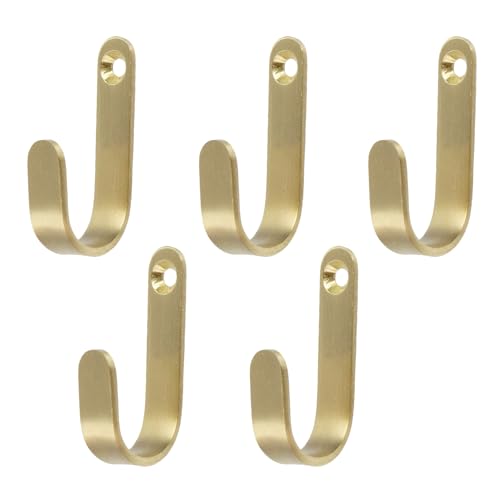 Pastlla 5 x goldene Handtuchhaken für die Wand, robuste, dicke Metall-Badezimmer-Kleiderhaken zum Aufhängen, Wandhalterung für Schrank, Badezimmer, Tür, Hüte, Jacke und Schlüssel (mittlere Größe) von Pastlla