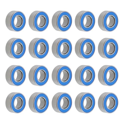 Pastlla MR105-2RS Rillenkugellager, 5 x 10 x 4 mm, Chromstahl, Miniaturlager, doppelt abgedichtet, blau, Gummi abgeschirmt, P0 (ABEC 1), 20 Stück von Pastlla