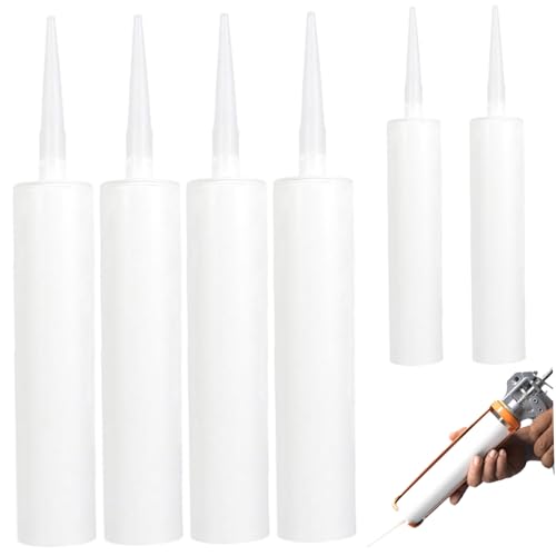 6 pcs nachfüllbare Kesselrohre, 300 ml Kunststoff leere Kesselrohre mit Düse und innerer Stecker, perfekt für Fugenrisse, Fliesen, Reparaturen | Kleberpistolen von Pastoralist
