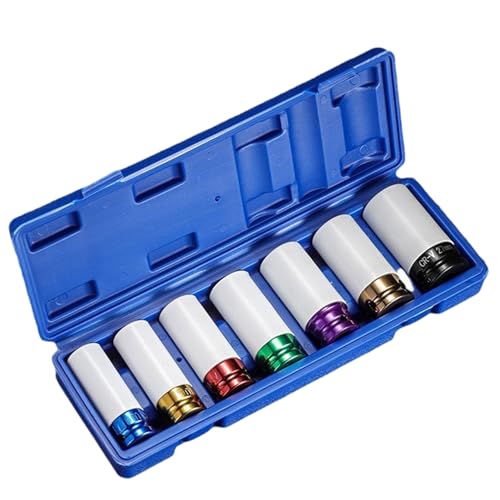 7pcs Lug Nut Socket Set, 17/19/22/22/23/200/27 mm Hochfestigkeits-Segel-Set, 1/2-Zoll-Antriebsmetrik 6-Punkte-Reifenmutschlee mit Speicherhülle für automatische Reparaturen | Antriebssätze von Pastoralist