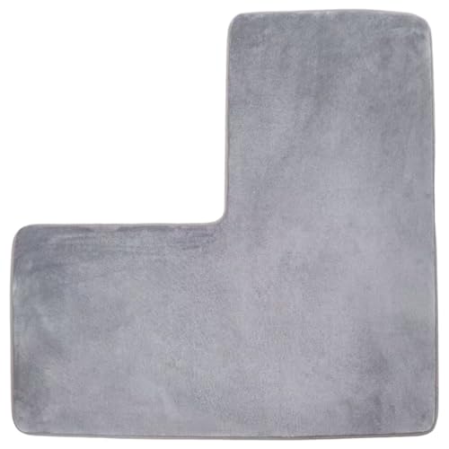 Eckduschmatte, L-förmige Badezimmermatte, 31, 5 x 31, 5 Zoll weiches Korallen Fleece-Eckteppich Nicht-Schlupf Wasser saugfähiges Waschbad für quadratische Dusche, Toilette, Haus und Spa, Grau von Pastoralist