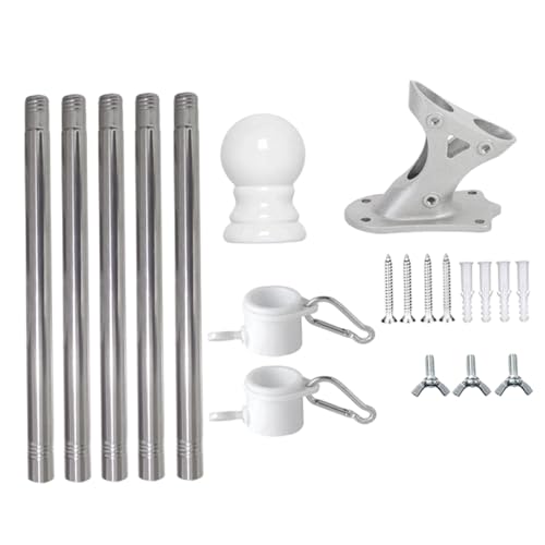 Flaggenmasthalter für Außenhause, 6ft Heavy Duty Metal House Flag-Pole-Kit, verwirrungsfreies Spinning-Fahnenmast für die Dekoration der Veranda im Freien |.Klammer von Pastoralist