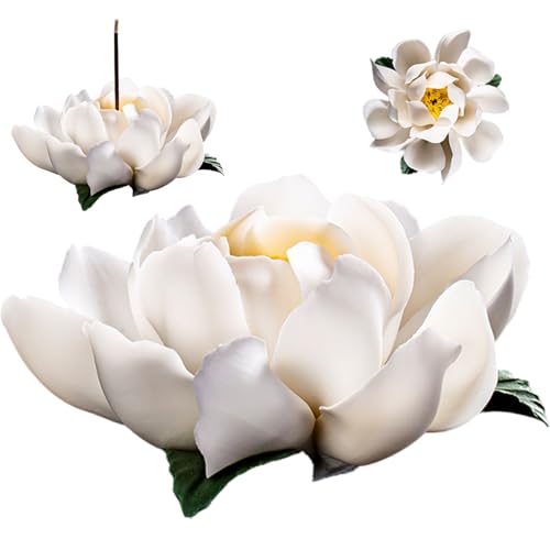 Lotus Kerzenhalter, 10 cm Keramik weiße Lotus Candlestick, elegant von Pastoralist