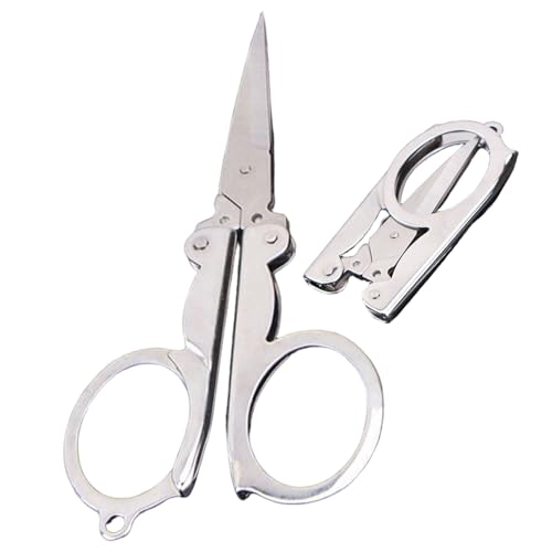 Mini -Schere, 2pcs Reiseschere, hängbare und tragbare Metallfaltungsmini, perfekt für Handwerk, Camping, Angeln, Outdoor von Pastoralist