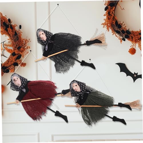 Pastoralist 3pcs Küche Hexenpuppe, 6, 3 x 9, 4 Zoll Dekorative Hexenpuppe auf Besenstiel, hängende Halloween -Ornamente für Baum innen im Freien |.Halloween von Pastoralist