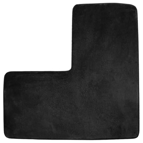 Shaggy-Badezimmerteppich, L-förmige Badezimmermatte, weiche Koralle-Fleece-Eckteppiche Nicht-Schlupf-Wasser absorbierende Waschmatte für quadratische Dusche, Toilette, Haus und Spa, Schwarz von Pastoralist