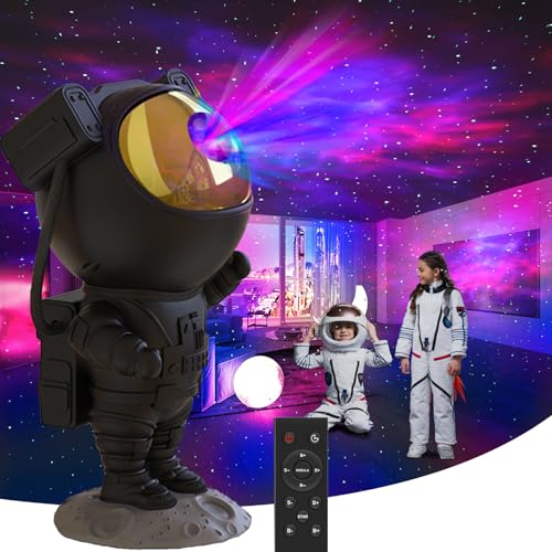 Pasun Sternenhimmel Projektor, Astronaut Projektor mit Fernbedienung und Timer LED Sternenprojektor 360° Rotation einstellbare Helligkeit und Geschwindigkeit Nachtlicht Geschenk für Kinder Schwarz von Pasun