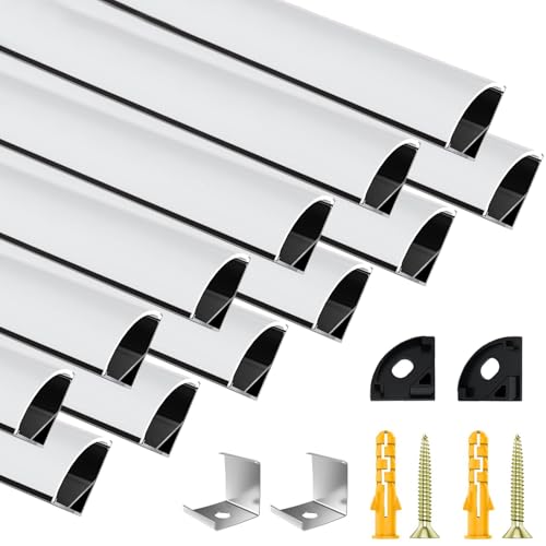 Schwarz LED Profil 12 x 1 m, 12er-Pack V-Form Aluminium-Profil mit milchiger Abdeckung, Endkappen und Montageklammern für LED-Streifen bis 10 mm Breite von Pasun