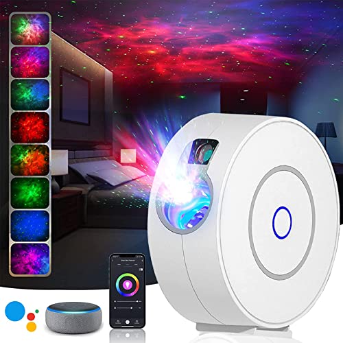 Sternenhimmel Projektor, Galaxy Projector mit RGB Dimming, Nachtlicht mit Alexa/Google Assistant, LED Projektorlicht mit Sprachsteuerung und Timing-Funktion für Kinder/Schlafzimmer/Party/Geschenk von Pasun