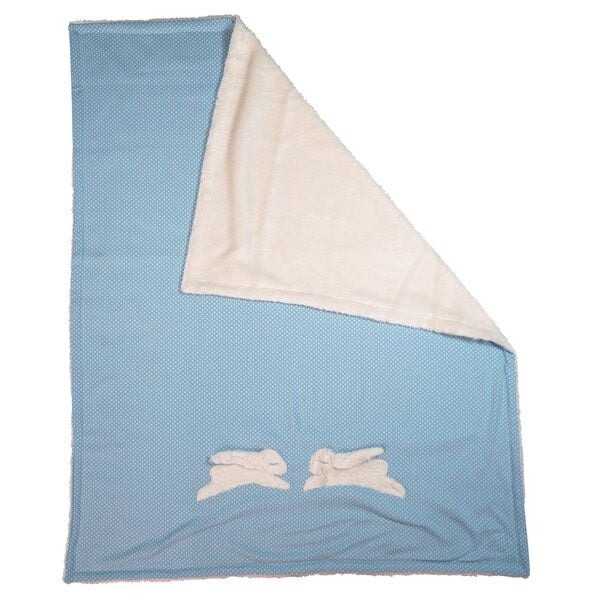 Pat und Patty Kuschlige Bio-Babydecke "Hasen" hellblau oder flieder von Pat und Patty