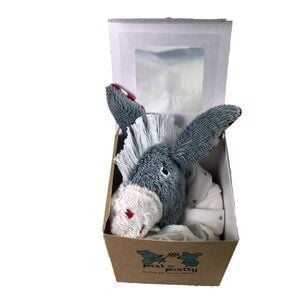 Pat und Patty Personalisertes Schmusetuch/ Schnuffeltuch, Greifling "Esel" ,Farbe : hellgrau, 100 % Baumwolle-kbA von Pat und Patty