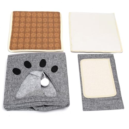 Patapalooza Zusammenklappbares Katzenbett mit Kratzbrett, ideal für Erholung und Unterhaltung, spart Platz und fördert gesundes Kratzen. von Patapalooza