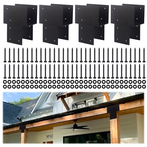Pfostenkappen-Bindehalter (Pfosten 14 x 14 cm / Balken 8,9 x 14 cm) – robuster Edelstahl-Holzbalkenverbinder, Pfosten zu Balken-Unterstützung für Deck, Pergola, Terrasse, Schwarz, 4 Stück von Patavin