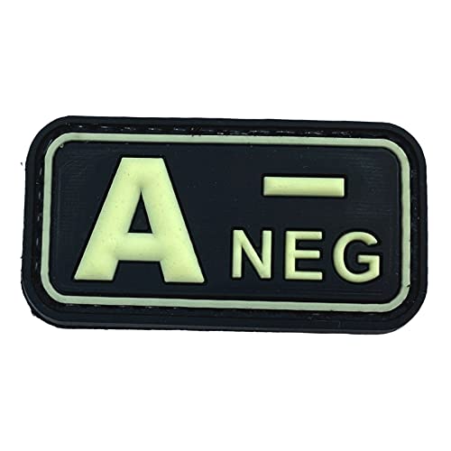 Blutgruppe A B O POS NEG Glow in the Dark Airsoft PVC Morale Cosplay Patch (A NEG) von Patch Nation