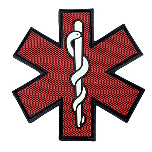 Stern des Lebens Sanitäter Medizin Medic PVC Klett Emblem Abzeichen Patch (Rot) von Patch Nation