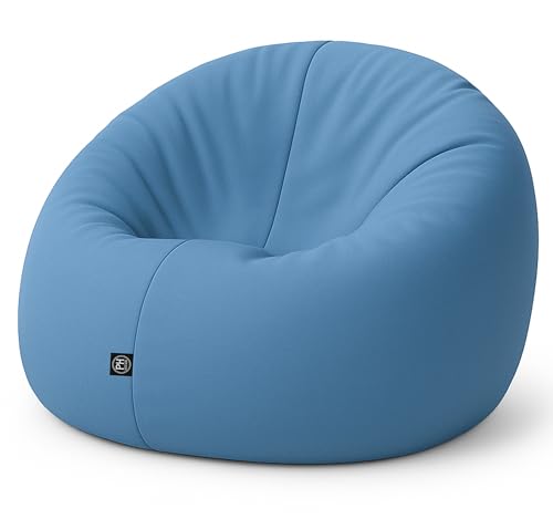 PATCH HOME 2 in 1 Funktion Sitzsack Sessel Bean Bag Sitzsäcke Gaming mit Reißverschluss bereits befüllt - Ø 125cm - Blaugrau von PATCH HOME