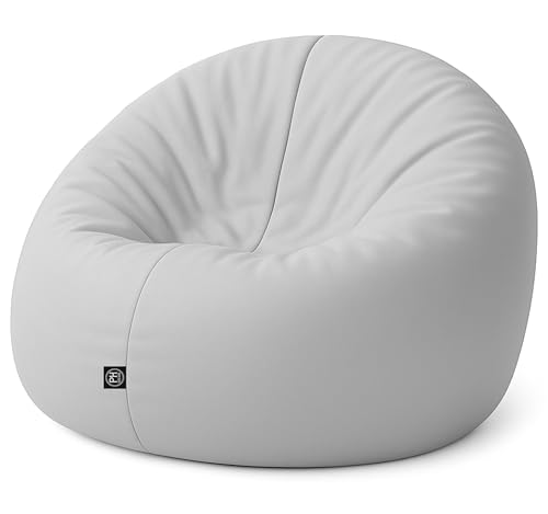 PATCH HOME 2 in 1 Funktion Sitzsack Sessel Bean Bag Sitzsäcke Gaming mit Reißverschluss bereits befüllt - Ø 145cm - Grau von PATCH HOME