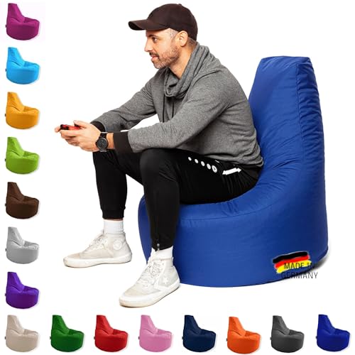 PATCH HOME Patchhome Gamer Kissen Lounge Kissen Sitzsack Sessel Sitzkissen In & Outdoor geeignet fertig befüllt | Blau - Ø 80cm x Höhe 90cm - in 2 Größen und 25 Farben von PATCH HOME