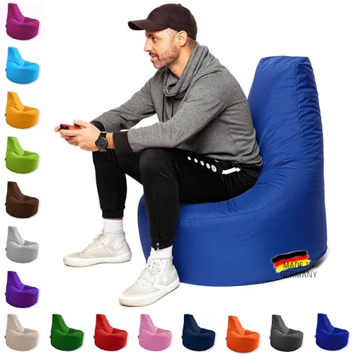 PATCH HOME Patchhome Gamer Kissen Lounge Kissen Sitzsack Sessel Sitzkissen In & Outdoor geeignet fertig befüllt | Blau - Ø 75cm x Höhe 80cm - in 2 Größen und 25 Farben von PATCH HOME
