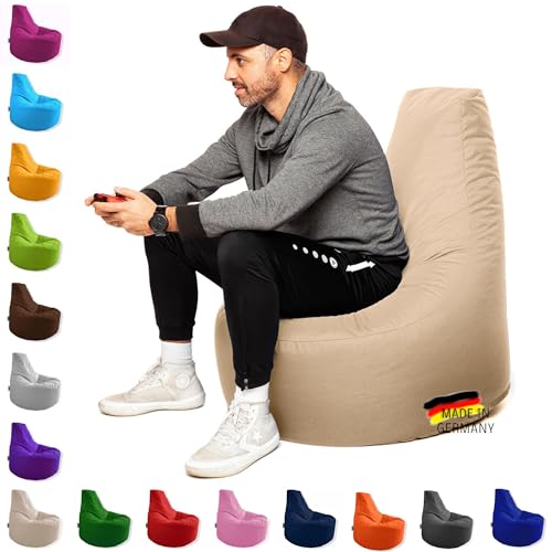 PATCH HOME Patchhome Gamer Kissen Lounge Kissen Sitzsack Sessel Sitzkissen In & Outdoor geeignet fertig befüllt | Creme - Ø 80cm x Höhe 90cm - in 2 Größen und 25 Farben von PATCH HOME