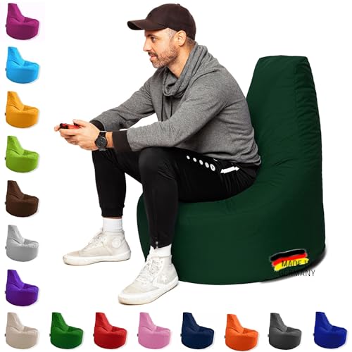 PATCH HOME Patchhome Gamer Kissen Lounge Kissen Sitzsack Sessel Sitzkissen In & Outdoor geeignet fertig befüllt | Dunkelgrün - Ø 80cm x Höhe 90cm - in 2 Größen und 25 Farben von PATCH HOME