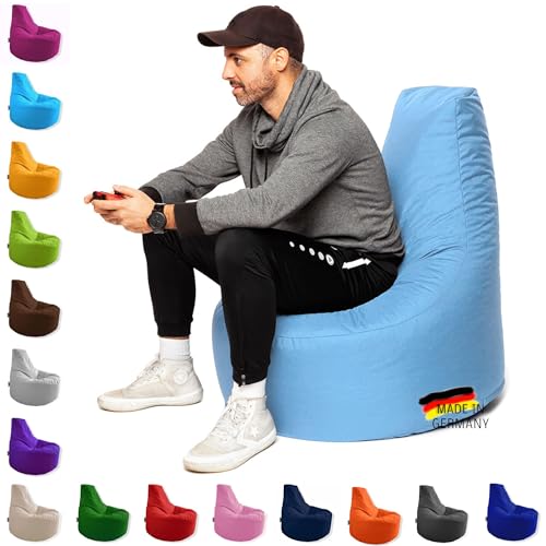 PATCH HOME Patchhome Gamer Kissen Lounge Kissen Sitzsack Sessel Sitzkissen In & Outdoor geeignet fertig befüllt | Hellblau - Ø 75cm x Höhe 80cm - in 2 Größen und 25 Farben von PATCH HOME