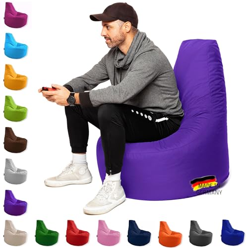 PATCH HOME Patchhome Gamer Kissen Lounge Kissen Sitzsack Sessel Sitzkissen In & Outdoor geeignet fertig befüllt | Lila - Ø 80cm x Höhe 90cm - in 2 Größen und 25 Farben von PATCH HOME