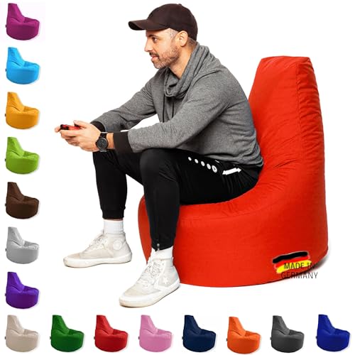 PATCH HOME Patchhome Gamer Kissen Lounge Kissen Sitzsack Sessel Sitzkissen In & Outdoor geeignet fertig befüllt | Rot - Ø 80cm x Höhe 90cm - in 2 Größen und 25 Farben von PATCH HOME