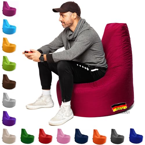 PATCH HOME Patchhome Gamer Kissen Lounge Kissen Sitzsack Sessel Sitzkissen In & Outdoor geeignet fertig befüllt | Weinrot - Ø 80cm x Höhe 90cm - in 2 Größen und 25 Farben von PATCH HOME