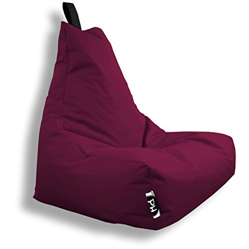 PATCH HOME Patchhome Lounge Sessel XL Gamer Sessel Sitzsack Sessel Sitzkissen In & Outdoor geeignet fertig befüllt | XL - Weinrot - in 2 Größen und 25 Farben von PATCH HOME