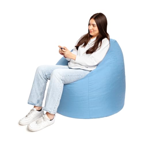 PATCH HOME Patchhome Sitzsack Tropfenform mit Reißverschluss Nachfüllbar - für In & Outdoor - mit Styropor Füllung 3 Größen erhältlich XL - Höhe 105cm, Durchmesser 65cm Hellblau von PATCH HOME