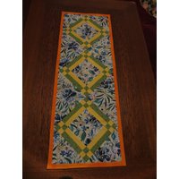 Tischdecke, Tischläufer "Blau" , 102x36cm, Patchwork, Tablerunner von Patchworkstuebchen