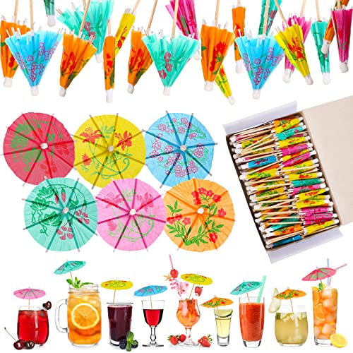 1000 Stück Getränke-Regenschirme, 10,2 cm, Mini-Regenschirm, Cocktail-Zubehör, verschiedene tropische Farben, Getränke-Regenschirme für Party (exquisiter Stil) von Patelai