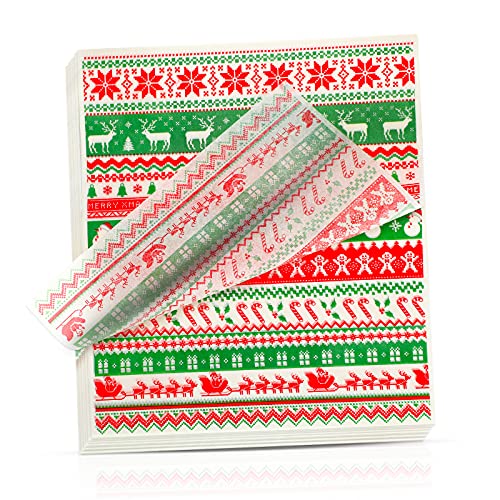 120 Blatt Weihnachten Wachspapier Farbige Lebensmittel Süßigkeiten Wachs Fettdicht Korb Liner Geschenkpapier Pergament Papier für Urlaub (Schneemann) von Patelai