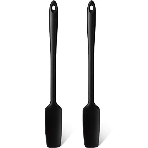 2 Stück Langer Griff Silikon Krug Spachtel Hitzebeständige Spatel Antihaft Gummi Schaber Silikon Schaber für Gläser, Smoothies, Blender Kochen Backe Rühren Mischen (Schwarz, 2) von Patelai