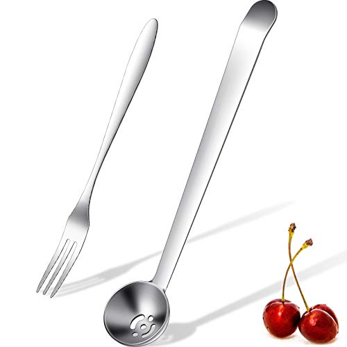 2 Stück Olivenlöffel-Sieb, Edelstahl-Gabel-Set, Pickle Gabel, Löffel und Gabel, Kirschlöffel mit Ablaufloch, Servierlöffel, Werkzeuge für Zwiebeln, Kaper Schlitzlöffel 2 Stück Olivenlöffel-Sieb, Edelstahl-Gabel-Set, Pickle Gabel, Löffel und Gabel, Kirschlöffel mit Ablaufloch, Servierlöffel, Werkzeuge für Zwiebeln, Kaper Schlitzlöffel von Patelai