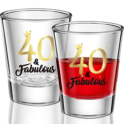 2 Stücke 40 and Fabulous Schnapsglas 2 Unzen Schwarz Gold 40. Geburtstag Party Weingläser für Frauen und Männer Feiern 40. Geburtstag Dekoration von Patelai