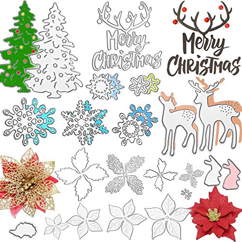 20 Stücke Merry Christmas Metall Stanzformen Weihnachten Blumen Schneidwerkzeuge, Schneeflocke, Hirsch, Weihnachtsbaum Schnitt Schablonen für Herstellung von Papier Scrapbooking Karten von Patelai