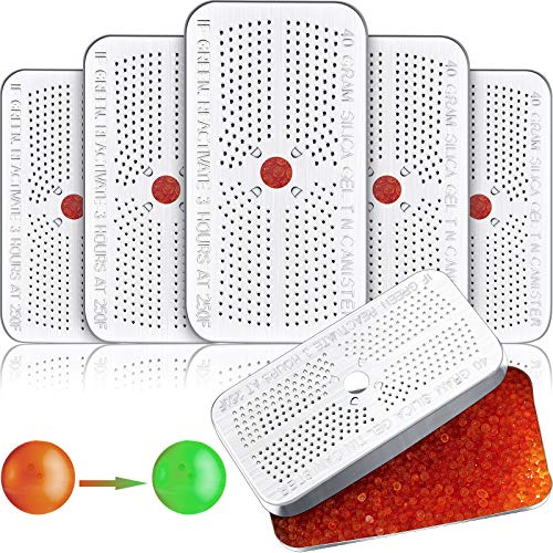 5 Stücke Anzeigen Kieselgel Luftentfeuchter Trockenmittel, Wiederverwendbar Absorber Orange Trockenmittel Kanister, Orange Grün Perle Zinn für Auto, Wandschrank, Kabinett, Tasche 5 Stücke Anzeigen Kieselgel Luftentfeuchter Trockenmittel, Wiederverwendbar Absorber Orange Trockenmittel Kanister, Orange Grün Perle Zinn für Auto, Wandschrank, Kabinett, Tasche von Patelai