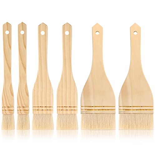 6 Stücke Flache Seehechtpinsel Seehechtfarbenbürste Künstler Malbürsten Set Schafshaarbürsten Waschbürste für Aquarell, Wasch, Tonwaren und Keramikmalerei (1 Zoll, 2 Zoll, 3 Zoll) von Patelai