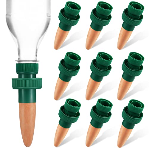 Flaschenadapter Selbstbewässernd Spikes, Terrakotta Pflanzenbewässerungsspikes Selbstbewässernd Spikes zur Verwendung mit Kola Flasche Zimmerpflanze Bewässerungsstäbe (Terrakotta, 10er Pack) von Patelai