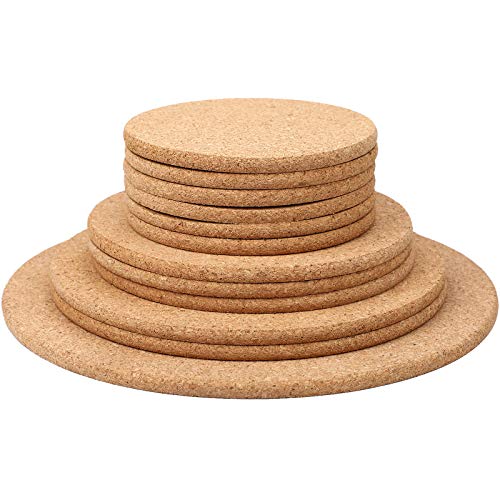 Kork Untersetzer Tassen Untersetzer Holz Dickes Getränk Rund Saugfähig Blanko Korkunterlage für Weingläser Zuhause Bar Küche Restaurant Café Hochzeit, 1/4 Zoll Dicke, 4 Größen (24 Stücke) von Patelai