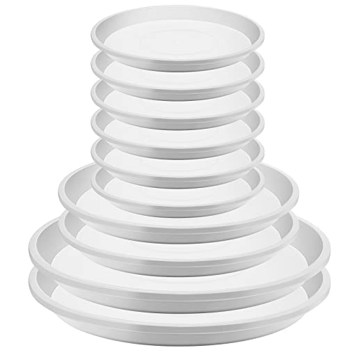 Patelai 10 Stück 4 Zoll 6 Zoll 8 Zoll Pflanze Untertasse Kunststoff Pflanze Untersetzer Runde Kunststoff Pflanze Untertasse für Dicker Robuster Blumentopf Untertassen Weiße Runde Tropf Untersetzer von Patelai