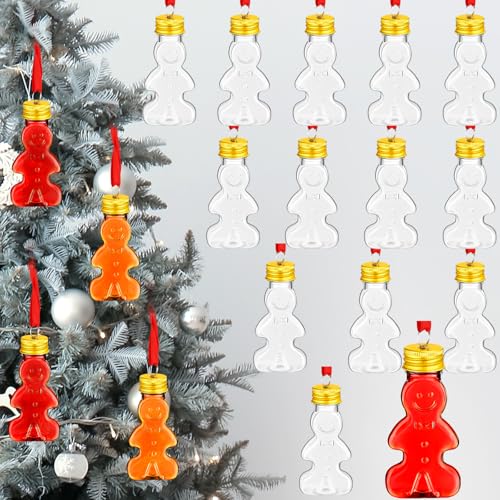 Patelai 18 Stück Weihnachtskugeln Schnapsglas Ornament Kunststoff befüllbar Weihnachtsbaum Ornamente Klar Xmas Wasserflasche Glühbirnen für Urlaub Party Dekoration Indoor Outdoor Lebkuchen) von Patelai