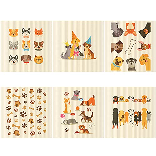 Patelai 6 Stück gemischte Hunde schwedische Küche Geschirrtücher Reinigungstücher saugfähig und schnell trocknend, 6 Designs Patelai 6 Stück gemischte Hunde schwedische Küche Geschirrtücher Reinigungstücher saugfähig und schnell trocknend, 6 Designs von Patelai